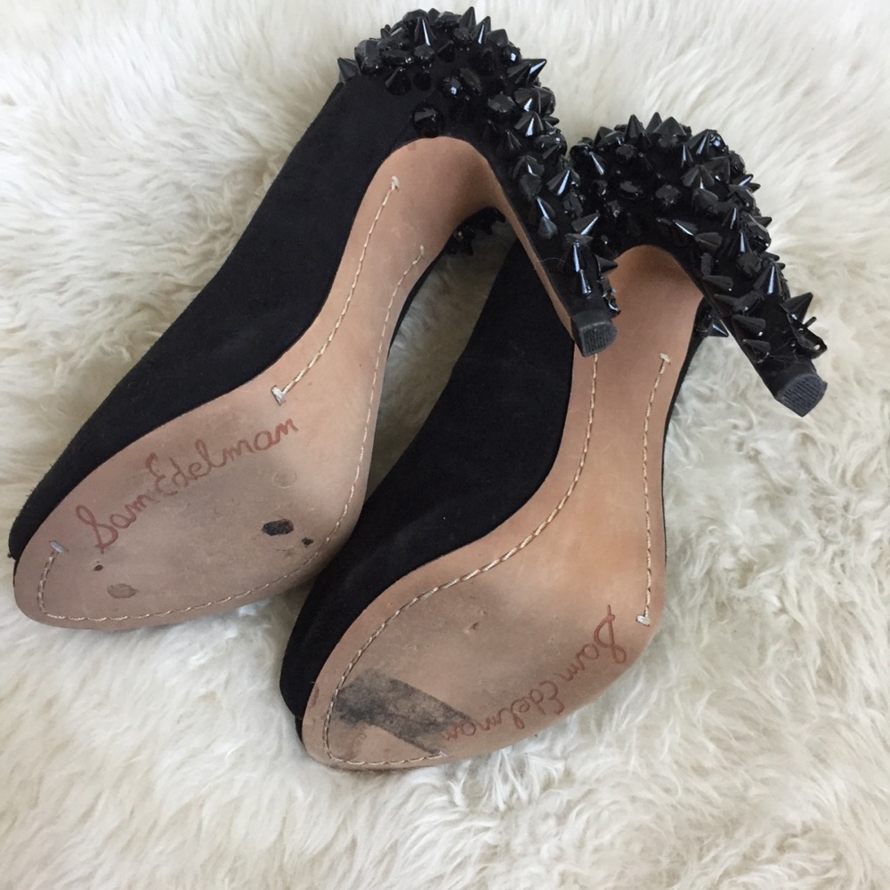 Sam Edelman Lorissa Black Suede Spiked Heels - Picture 7 of 7
